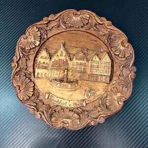 Handcrafted Wood Resin 3D Carved Wall Plaque Plate Frankfurt a. Main Germany